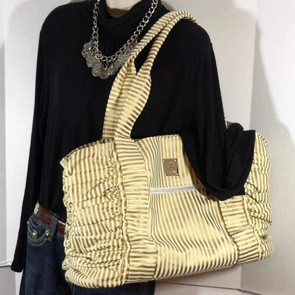 Bella Tunno gold/cream tote/diaper bag